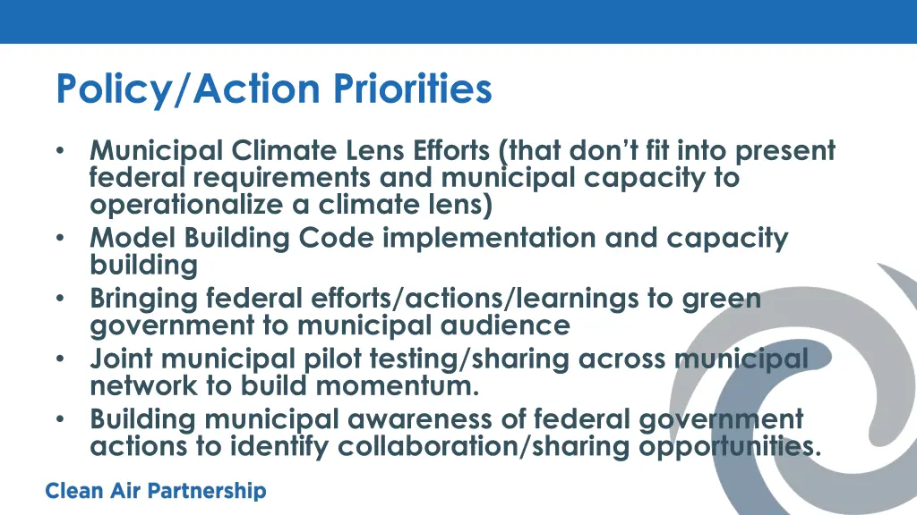 policy action priorities