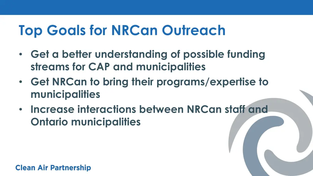 top goals for nrcan outreach