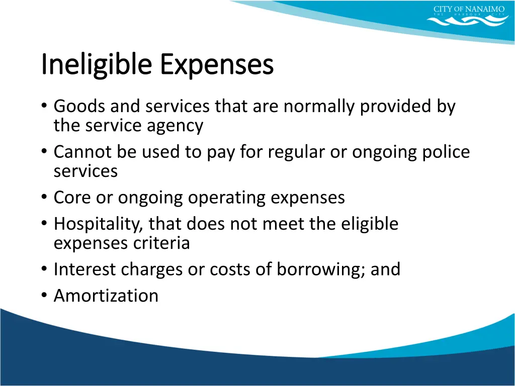 ineligible expenses ineligible expenses