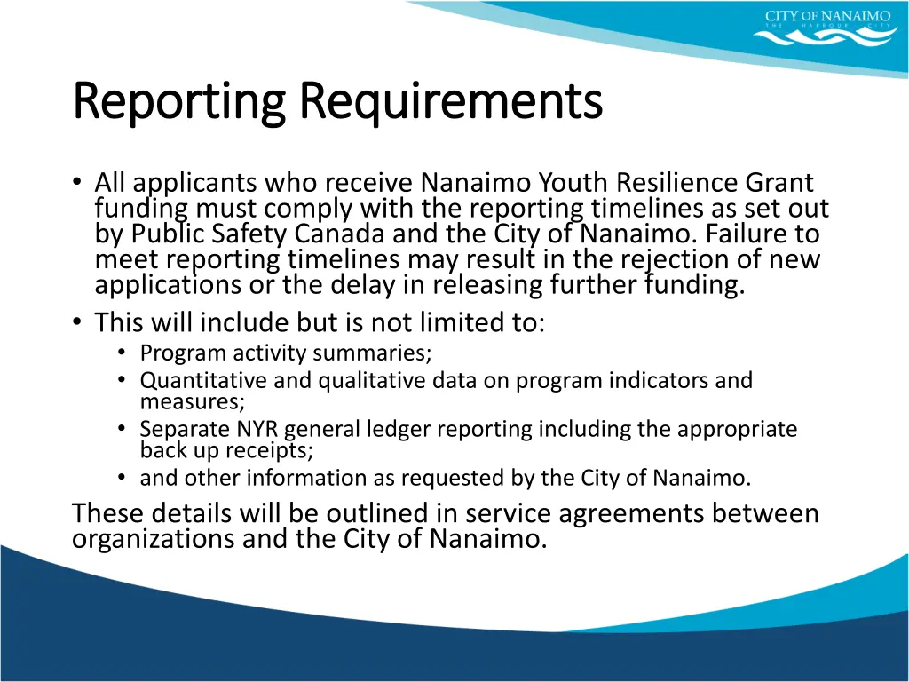 reporting requirements reporting requirements