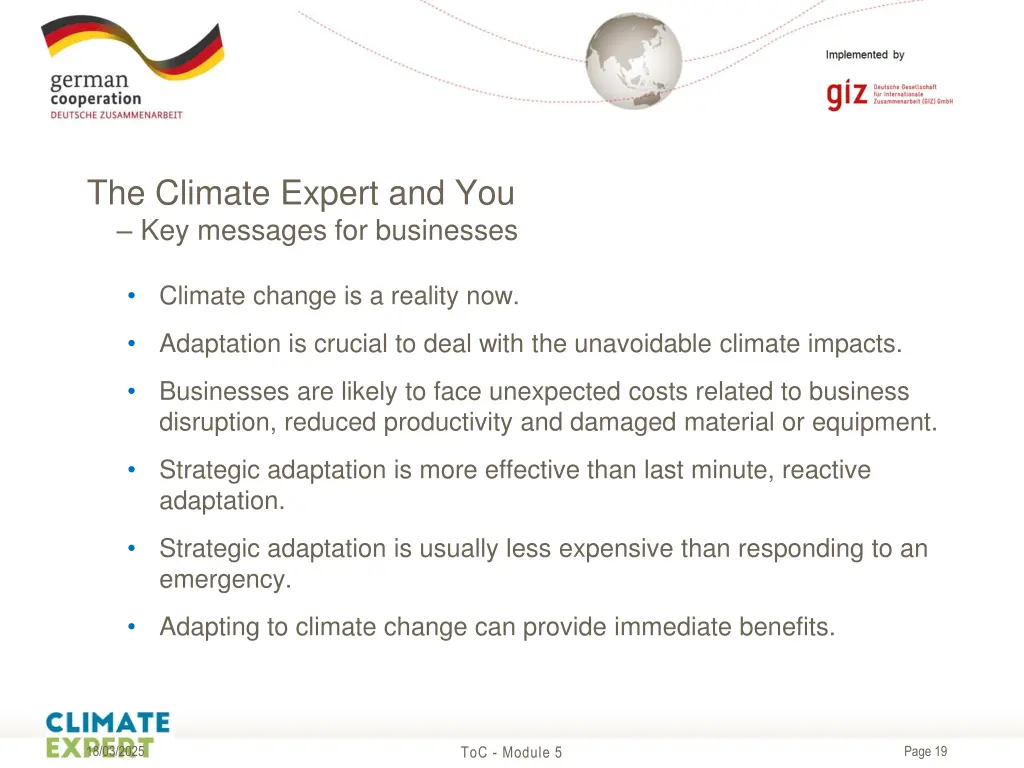 the climate expert and you key messages