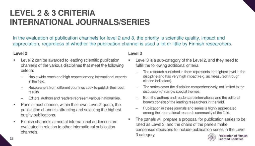 level 2 3 criteria international journals series