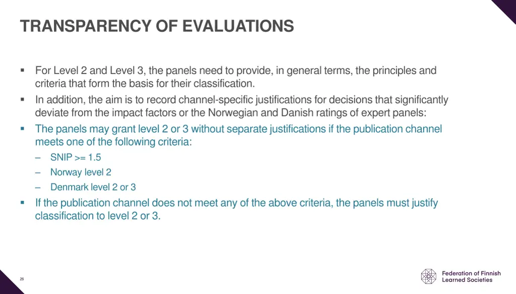 transparency of evaluations