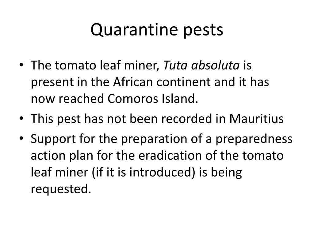 quarantine pests