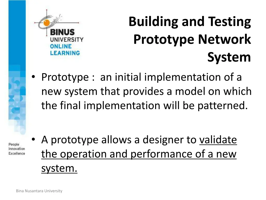 building and testing prototype network