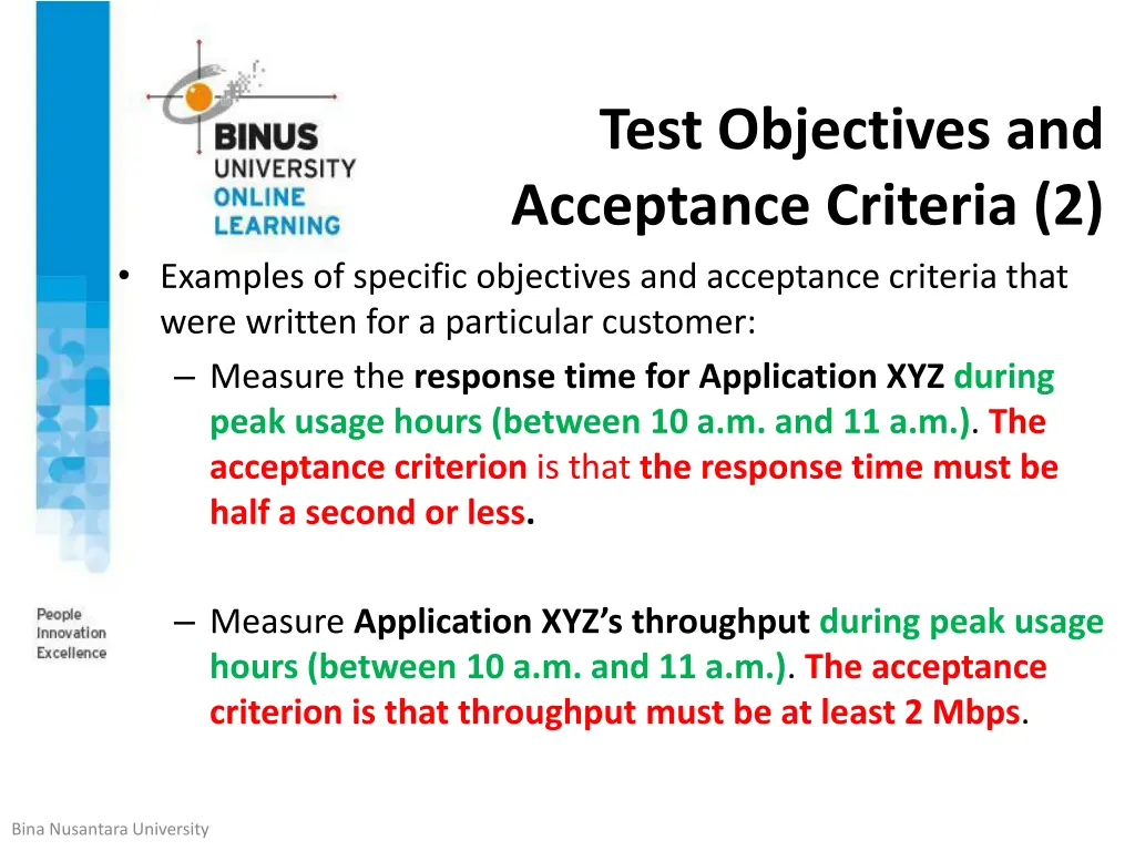 test objectives and acceptance criteria 2
