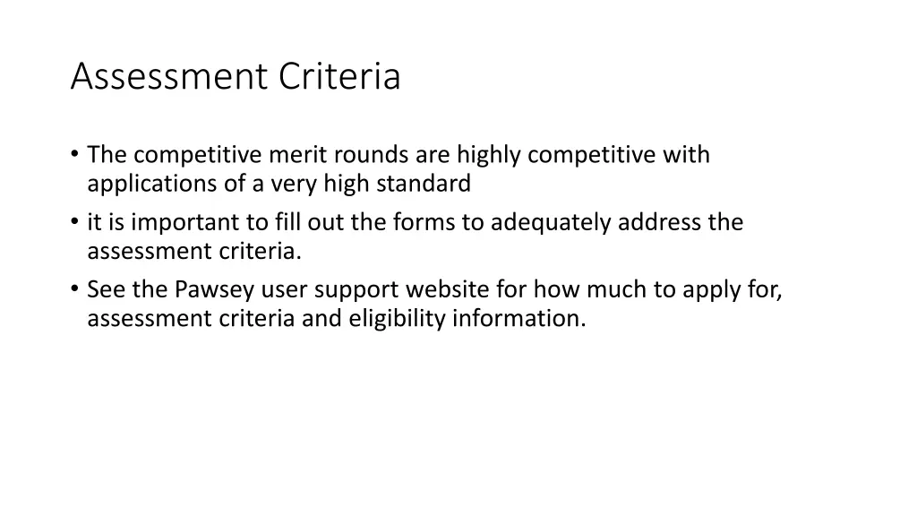 assessment criteria