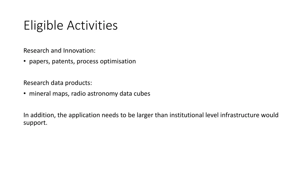 eligible activities