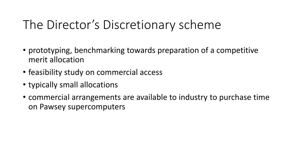 the director s discretionary scheme