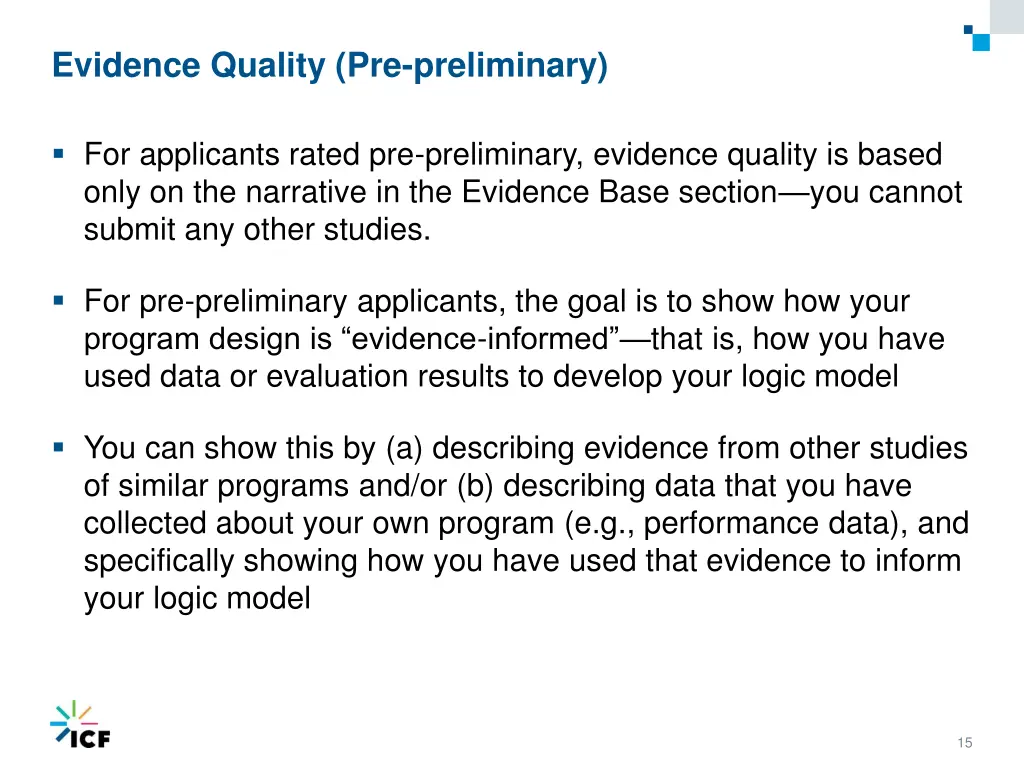 evidence quality pre preliminary