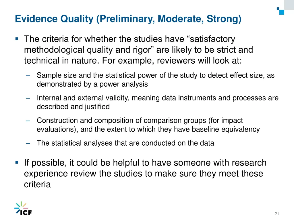 evidence quality preliminary moderate strong 2
