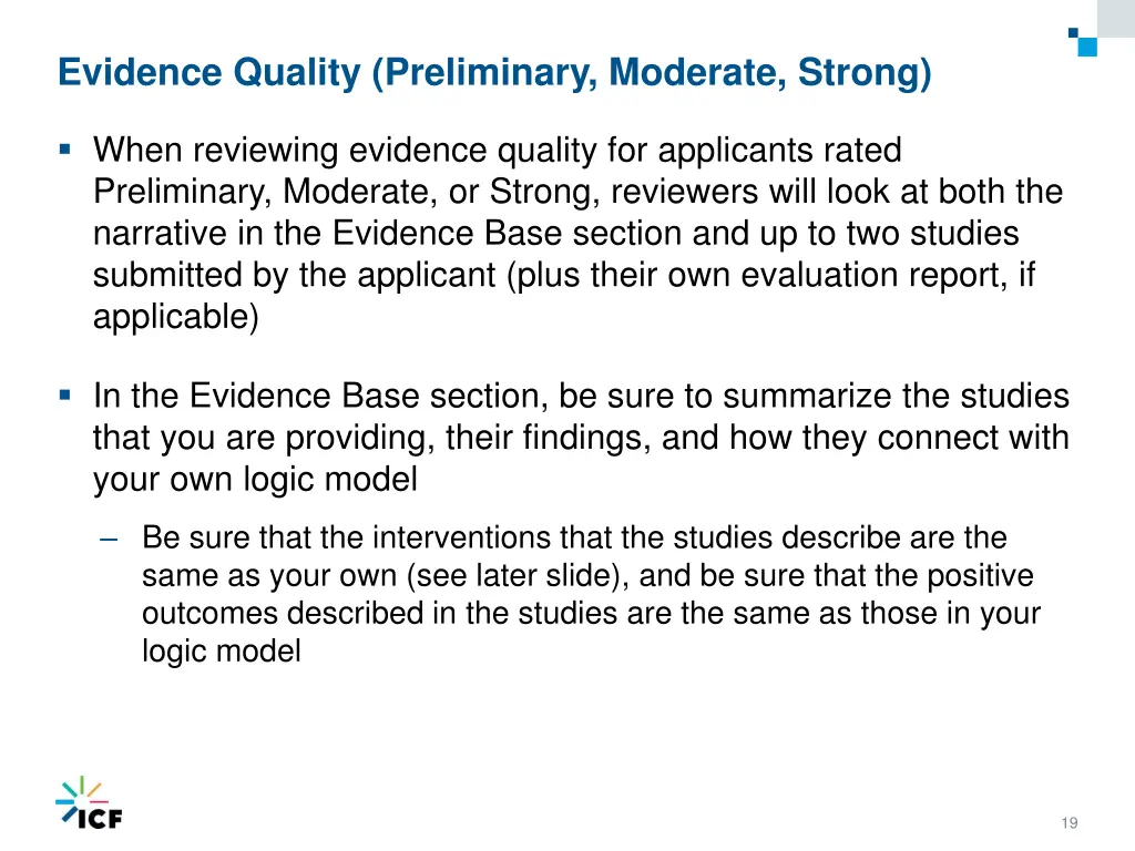 evidence quality preliminary moderate strong