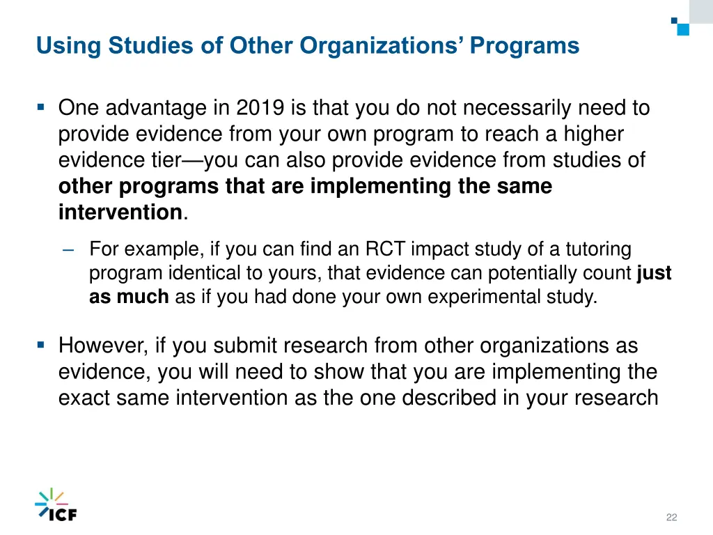 using studies of other organizations programs