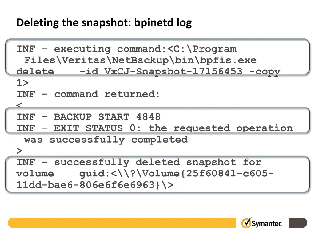 deleting the snapshot bpinetd log
