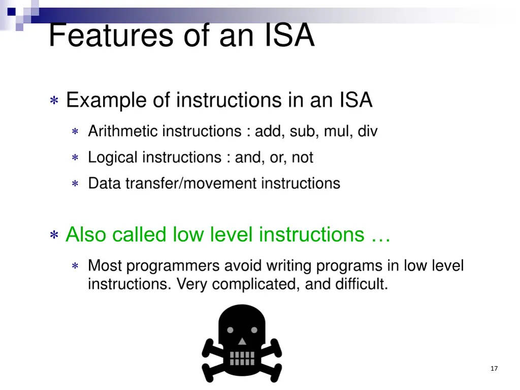 features of an isa