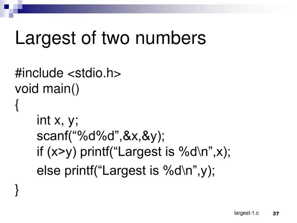 largest of two numbers