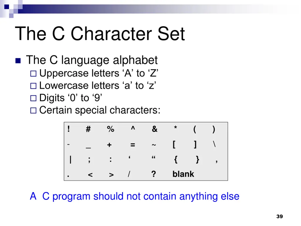 the c character set