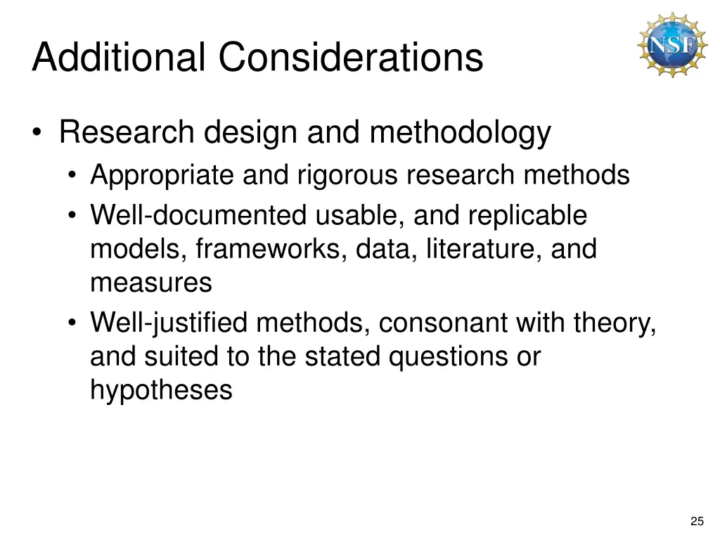 additional considerations