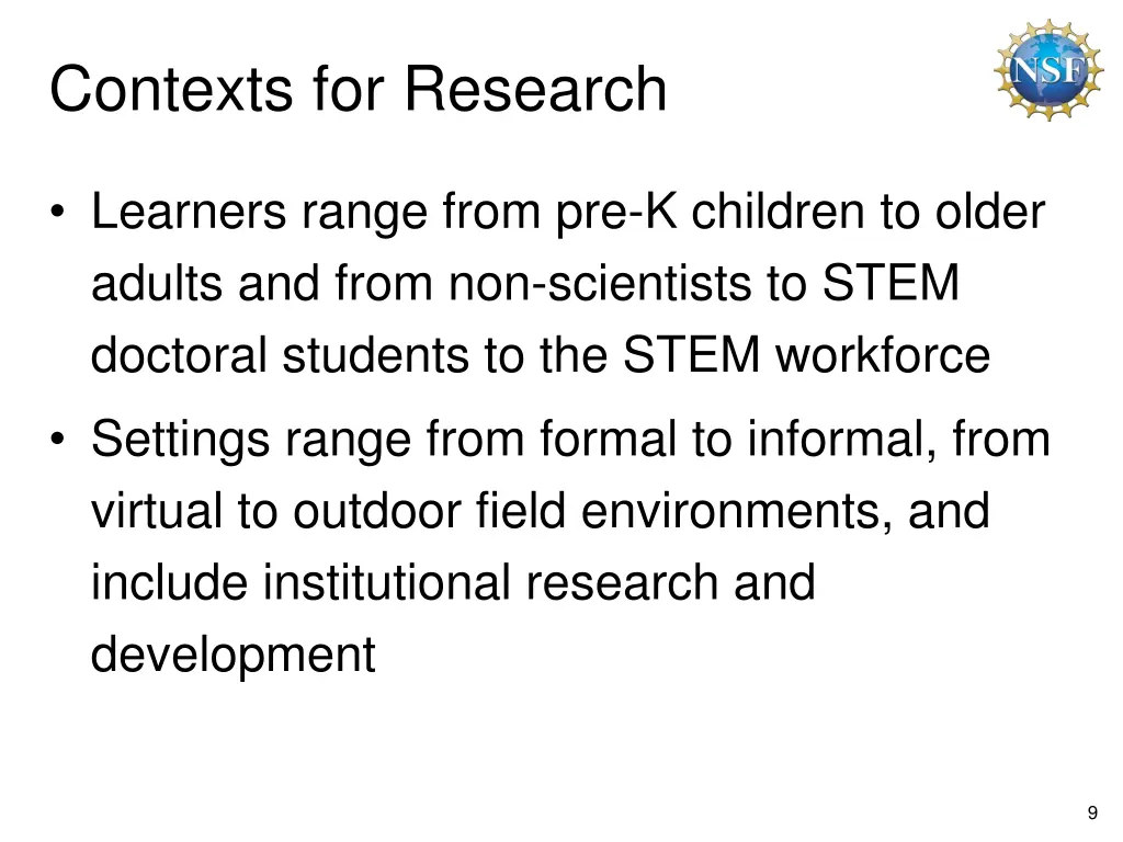 contexts for research