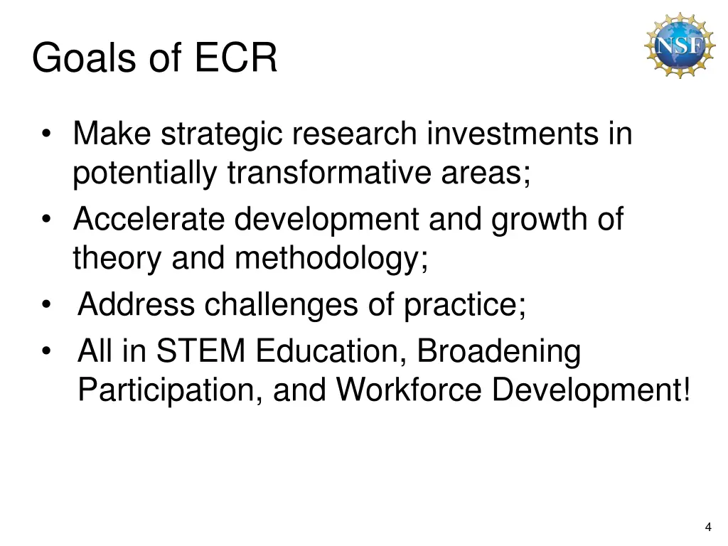 goals of ecr