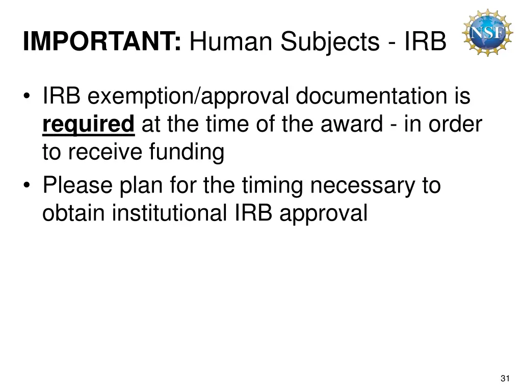 important human subjects irb