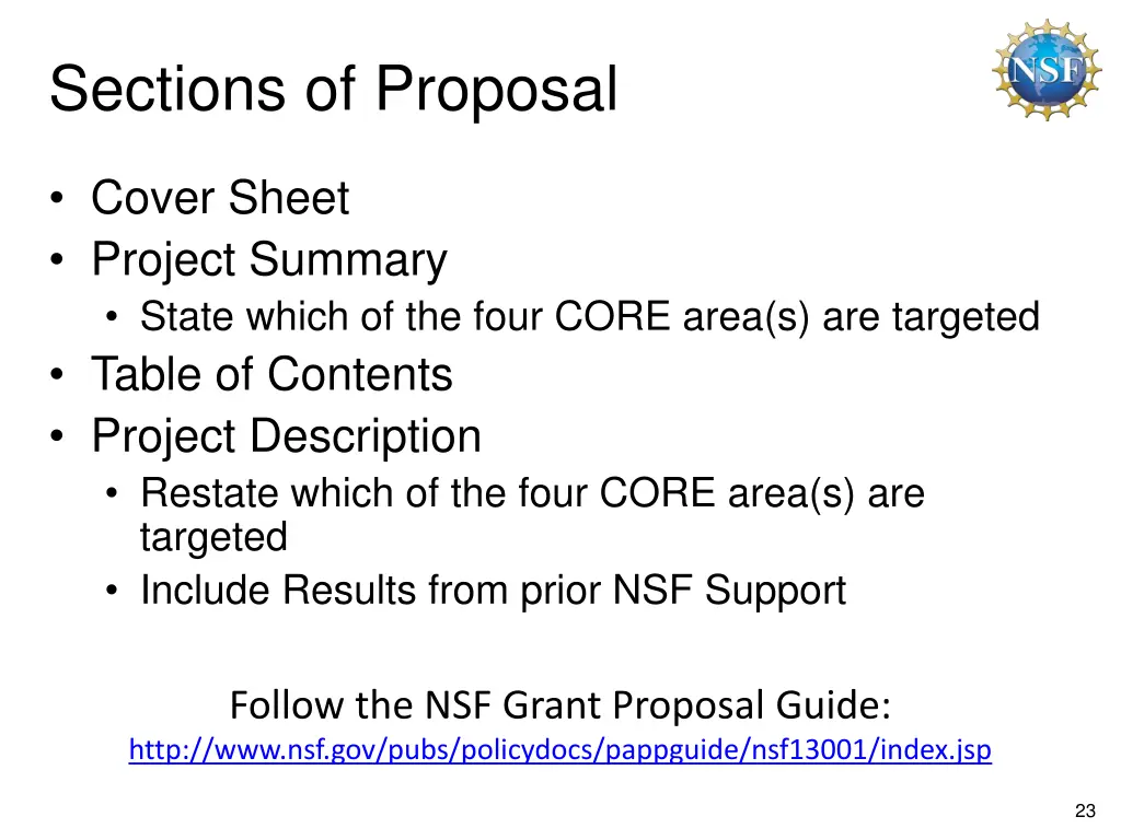 sections of proposal