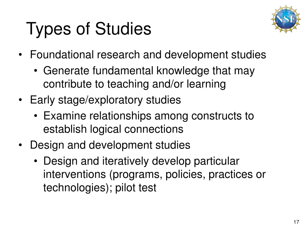 types of studies