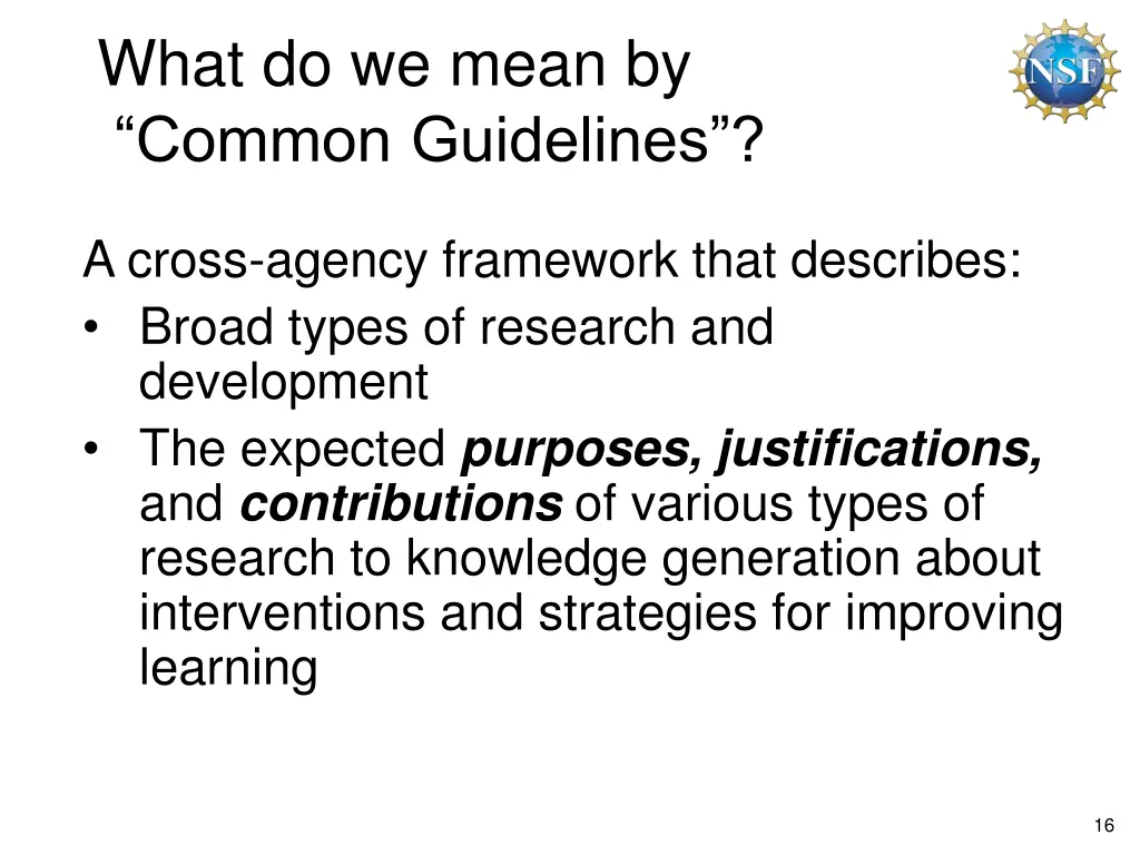 what do we mean by common guidelines