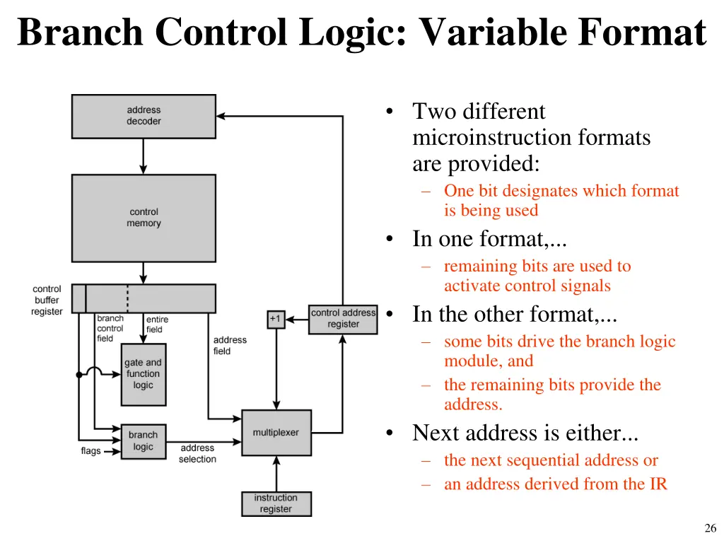 branch control logic variable format