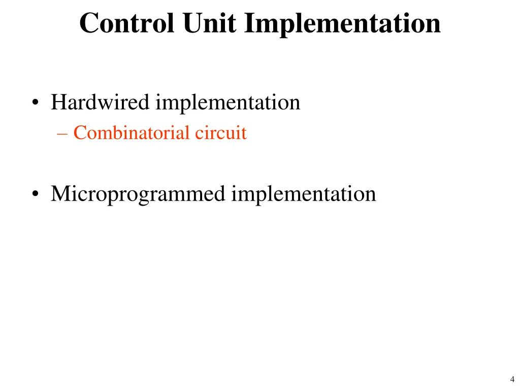 control unit implementation