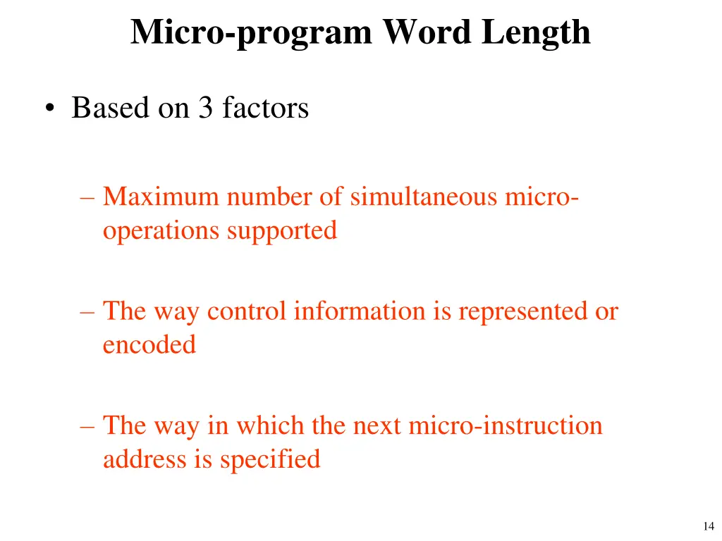 micro program word length