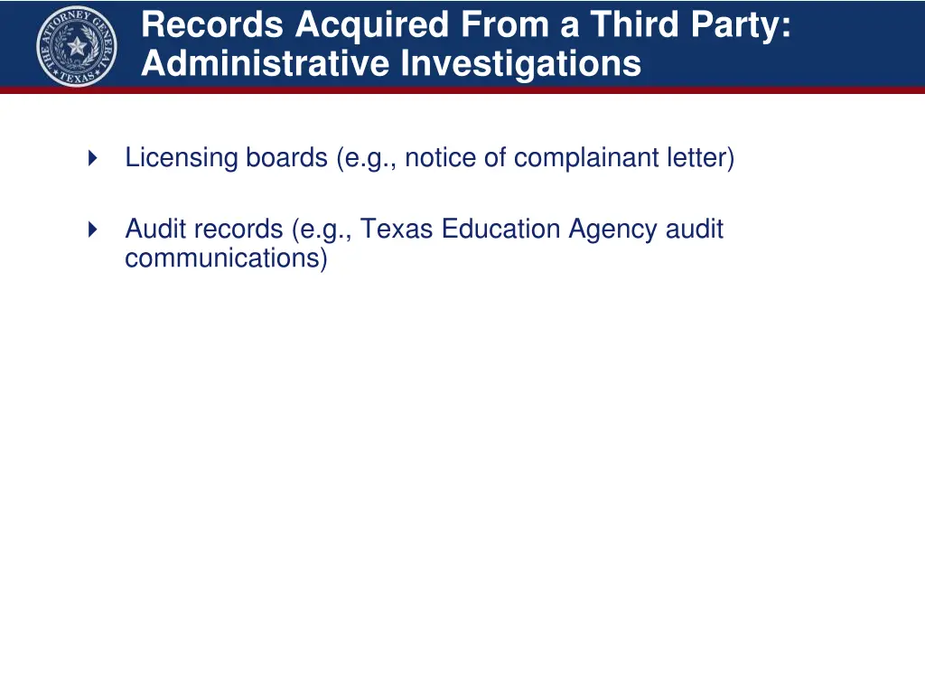 records acquired from a third party