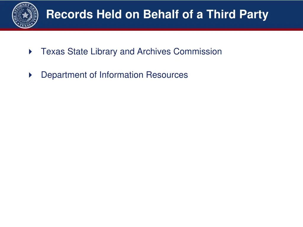 records held on behalf of a third party