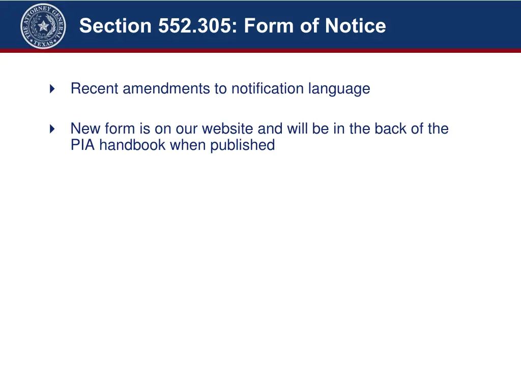 section 552 305 form of notice