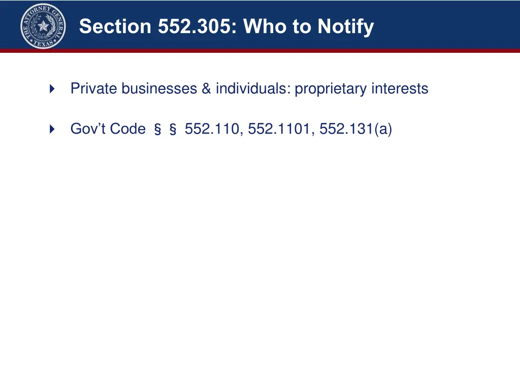 section 552 305 who to notify