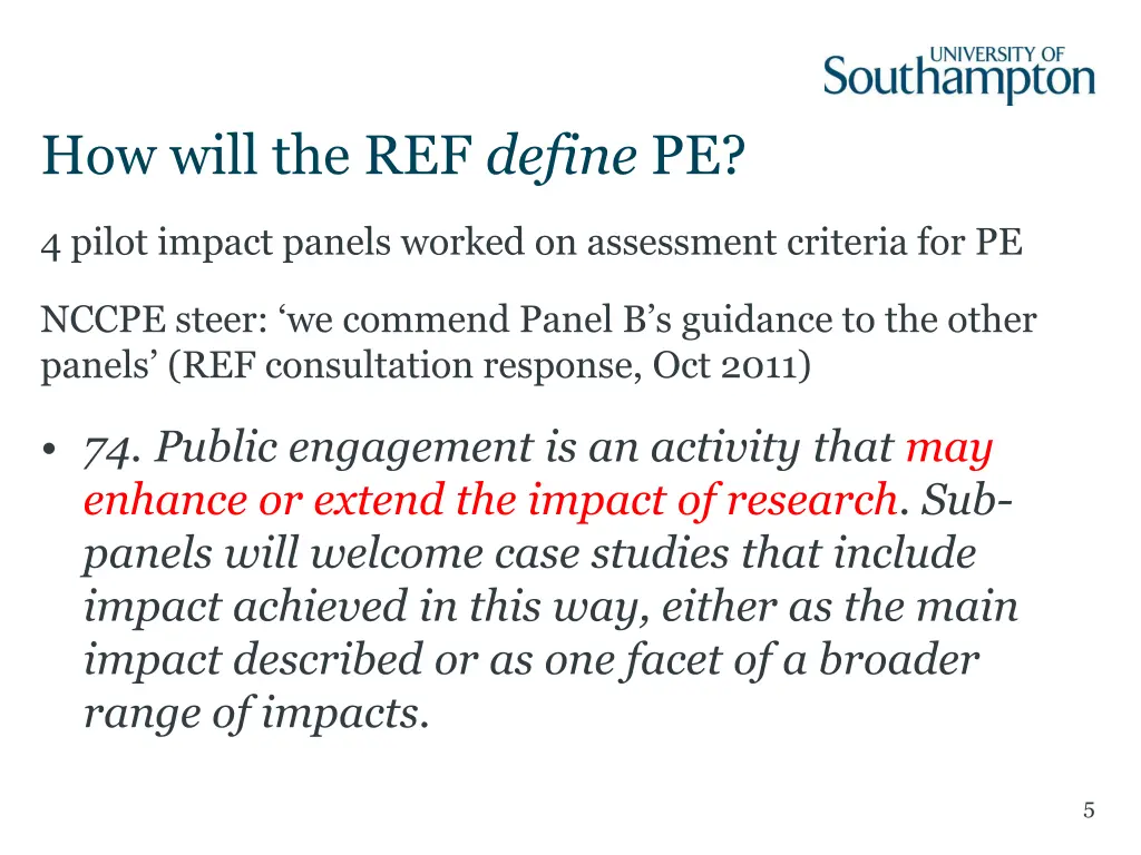 how will the ref define pe