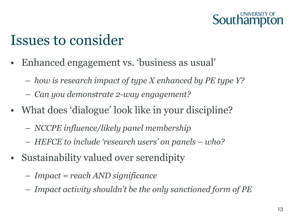 issues to consider
