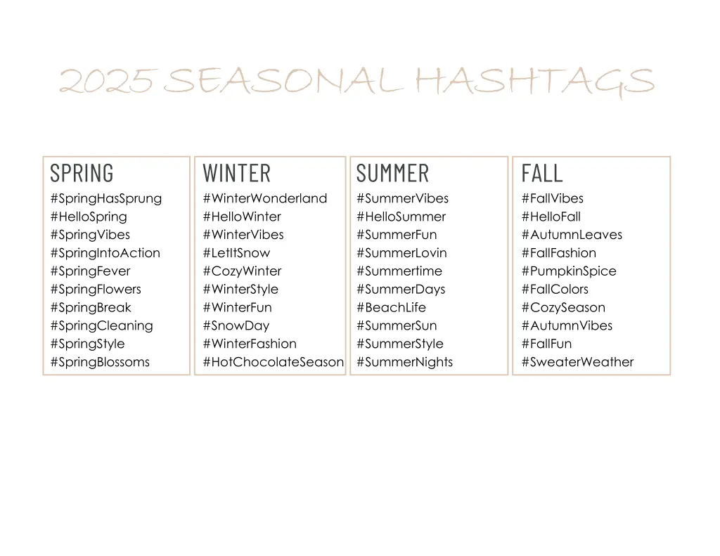 2025 seasonal hashtags