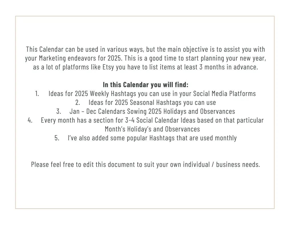 this calendar can be used in various ways