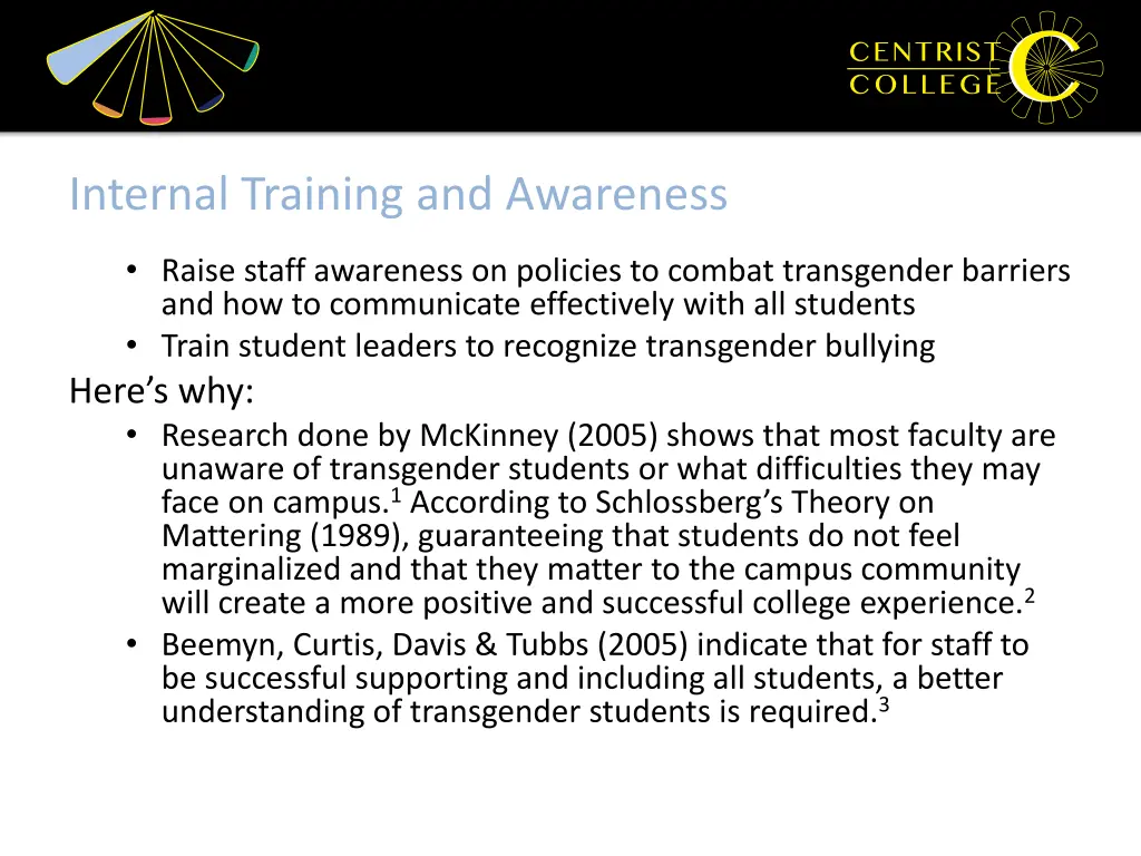 internal training and awareness