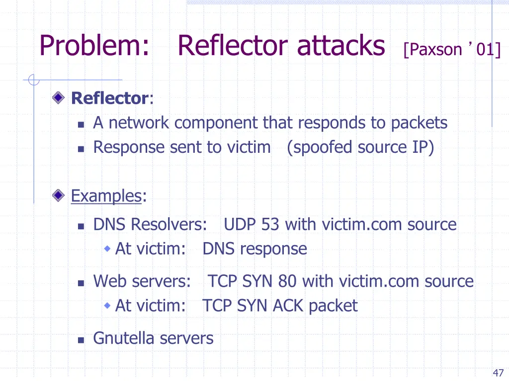 problem reflector attacks paxson 01