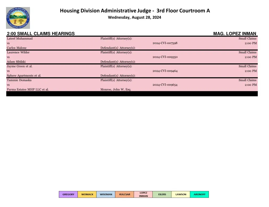 housing division administrative judge 3rd floor 20
