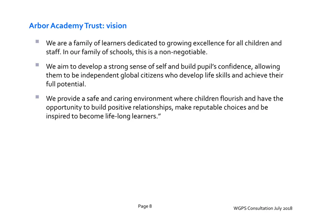arbor academy trust vision we are a family