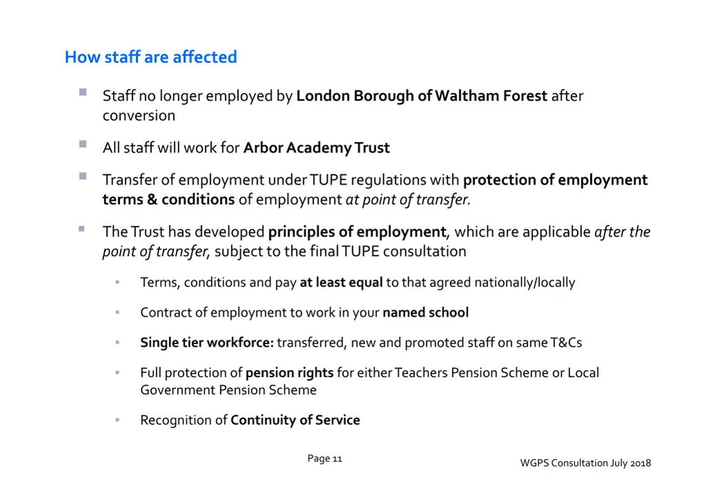 how staff are affected staff no longer employed