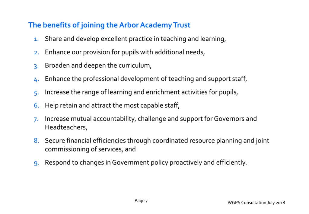 the benefits of joining the arbor academy trust