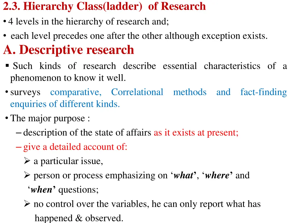 2 3 hierarchy class ladder of research 4 levels