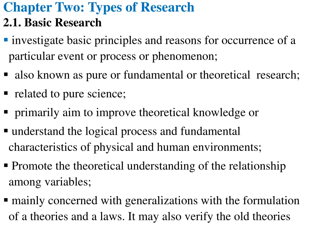 chapter two types of research 2 1 basic research