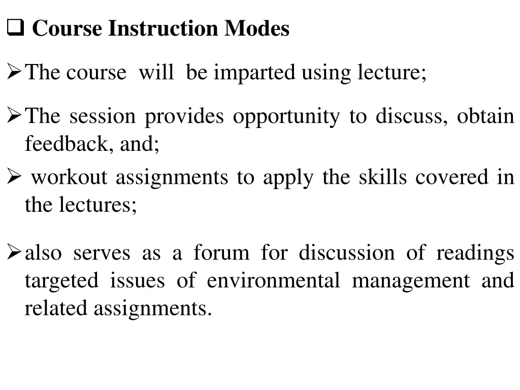 course instruction modes