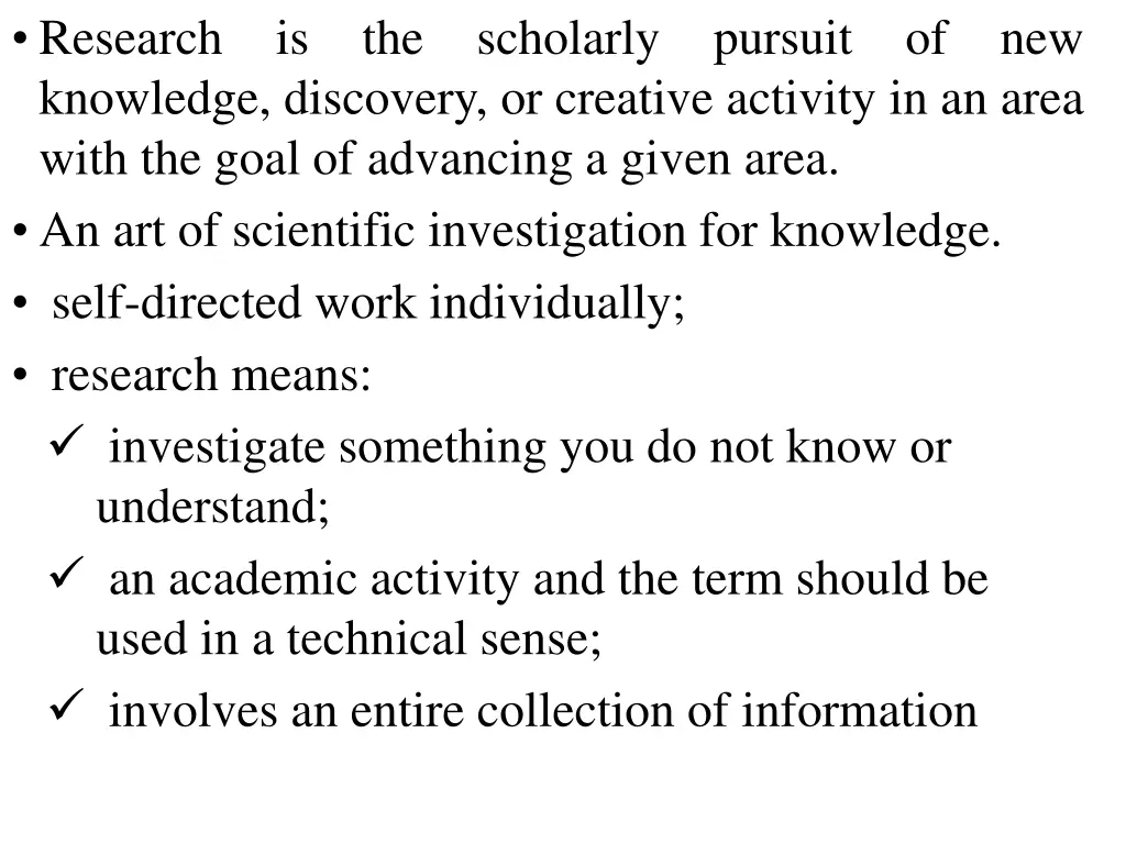research knowledge discovery or creative activity
