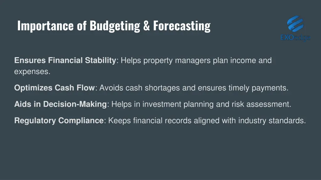 importance of budgeting forecasting